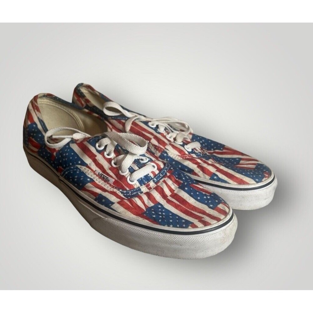 VANS American Flag Shoes Size 10.5 Red White Blue Lace July 4th (Men Size 9)